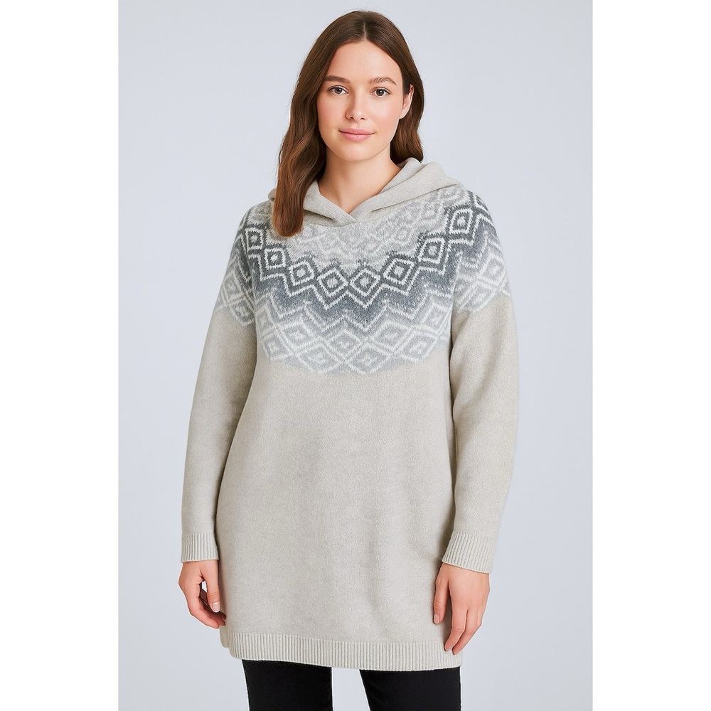 J. Jill Fair Isle Hooded Tunic Sweater